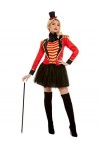 Deluxe Ringmaster Lady Costume, Red, with Jacket, Mock Shirt, Skirt & Headband XS 