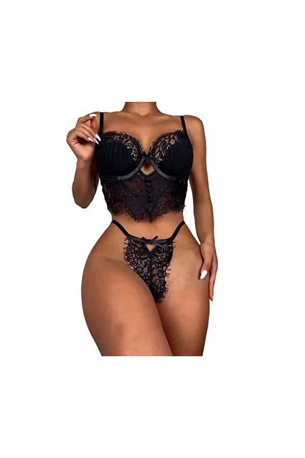 Lingerie Sexy en Dentelle pour Femme - Pyjama Sexy - Soutien-Gorge façonnant Le Corps - Deux pièces - Lingerie Sexy Le Jour m
