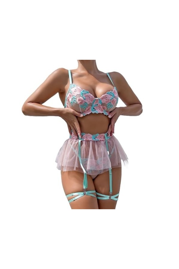 Ensembles de Lingerie pour Femmes Sexy et Coquine en Maille Transparente, Nuisette Teddy Slutty Transparente, sous-vêtements 