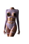 Lingerie pour Femme en Dentelle Nuisette Nuisette Sexy Exotique Chemise de Nuit Dos Nu en Maille Transparente Color : Deep R
