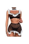 Femmes Sexy Lingerie Dentelle découpé Maille Tentation vêtements de Nuit t-String String Mini Jupe Femme de Chambre Cosplay S