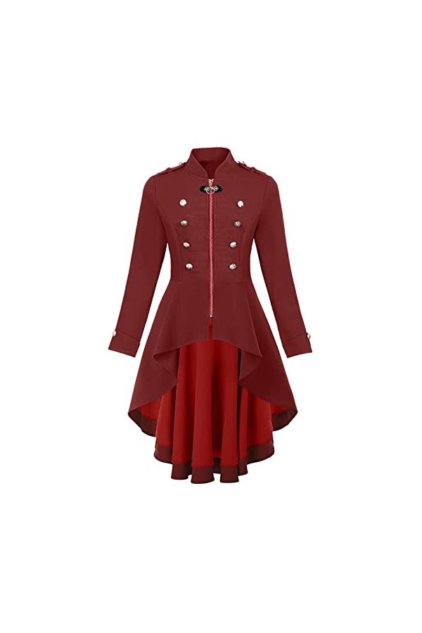 KBOPLEMQ Vêtements médiévaux pour femme noir médiéval punk long manteau carnaval costume femme hiver festif Noël smoking vête