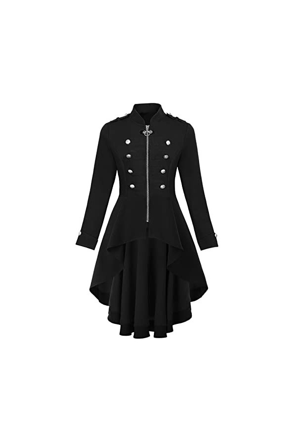 KBOPLEMQ Vêtements médiévaux pour femme noir médiéval punk long manteau carnaval costume femme hiver festif Noël smoking vête