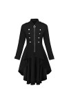 KBOPLEMQ Vêtements médiévaux pour femme noir médiéval punk long manteau carnaval costume femme hiver festif Noël smoking vête