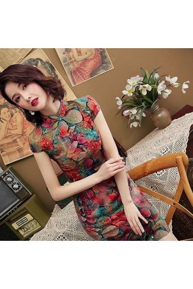 Stretch Qi Pao Robe Chinoise Flexible Style Oriental Robes Cheongsam Élastique Force Chipao Jolie, multicolore, Taille XL