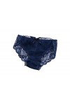Fusmaker Sexy Lingerie Princesse Fan Transparent Taille Basse Culotte Arc en Dentelle Plissée Triangle Panties,Darkblue,3Piec