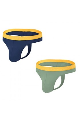 BIATWOWR String pour homme avec grande poche bombée, taille élastique, taille basse et look sexy, sans étiquette, respirant e