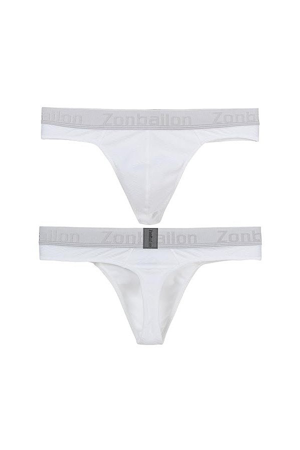 BIATWOWR String pour homme avec large bande G String sexy pour homme avec poche à ballon Slip Sous-vêtements pour homme Taill