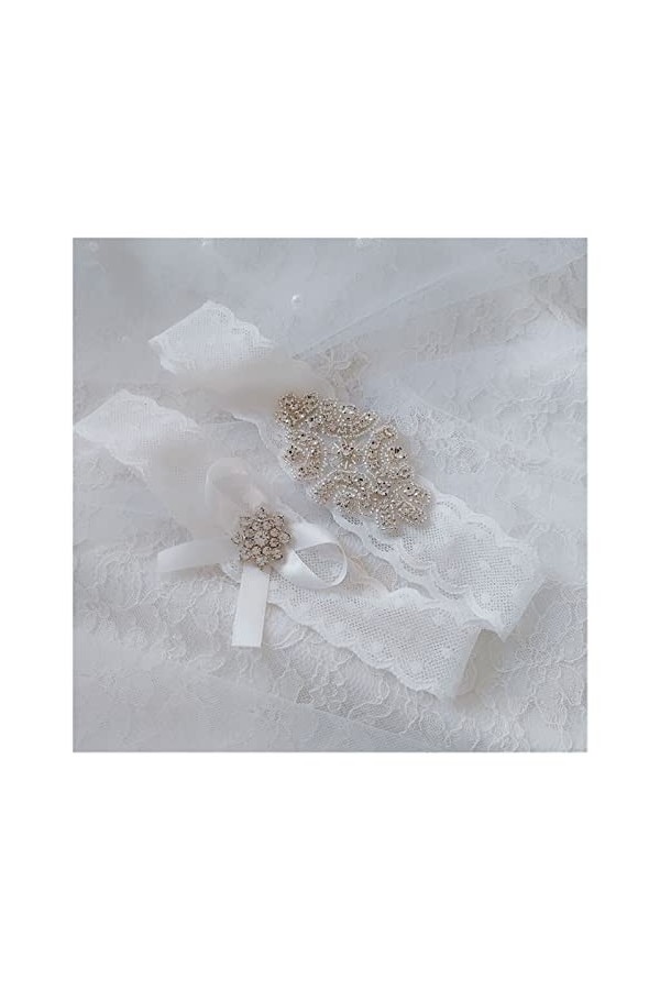 ZZSRJ Jarretière mariée de mariée sertie darc de jarretière de Dentelle Blanche Color : White, Taille : One Size 