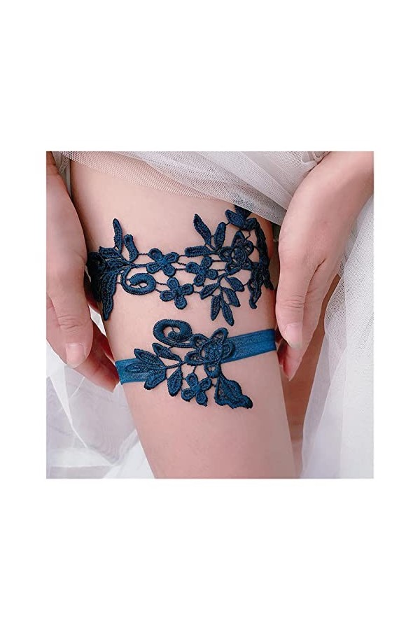 ZZSRJ 2-Pack Dames Bowknot Boop Boucle Jarretière Sexy Jarretière De Mariée Courroie de Stockage Color : Navy A, Taille : On