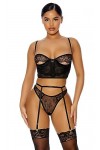 Forplay Peek Inside Ensemble de Lingerie pour Femme Noir Taille M
