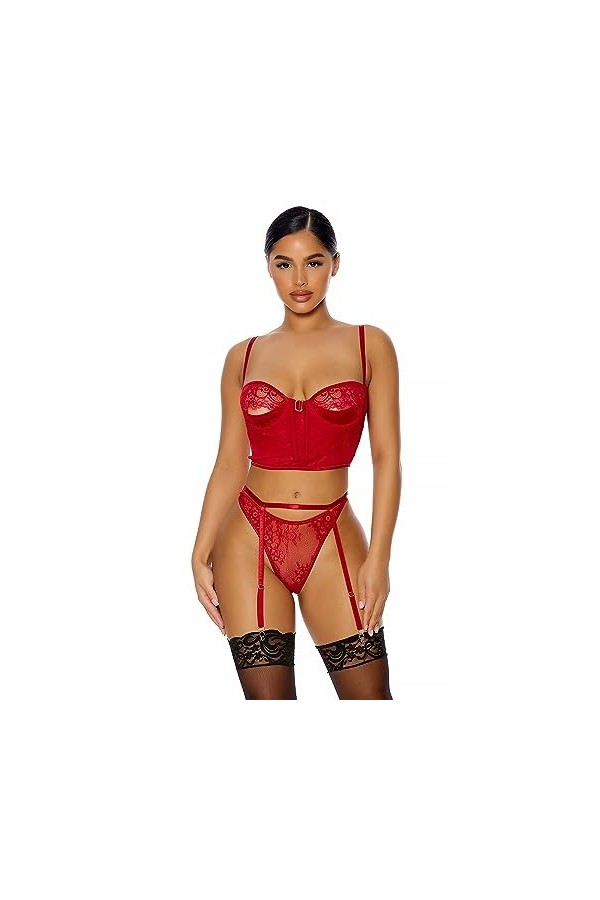 Forplay Peek Inside Ensemble de Lingerie pour Femme Noir Taille M