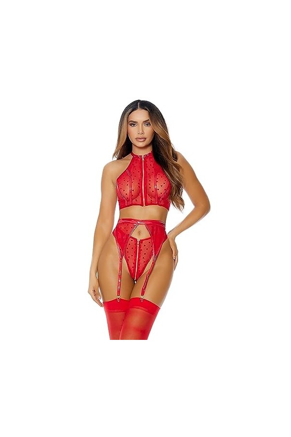 Forplay I Heart You Ensemble de lingerie Rouge L