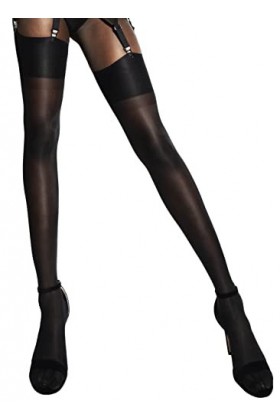 sofsy Collant Femme Transparent/Bas Femme - Bas pour Porte Jarretelle de 15 Deniers Porte-Jarretelles non Inclus Noir 3 - M