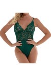 SUNMME Pyjama Sexy en Fil de Dentelle avec Coutures en Dentelle pour Femme Vert M 