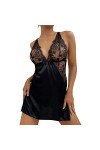 SUNMME Pyjama Sexy en Dentelle et Maille pour Femme, Chemise de Nuit, Jupe à Bretelles, vêtements pour Femme, Lingerie Sexy 
