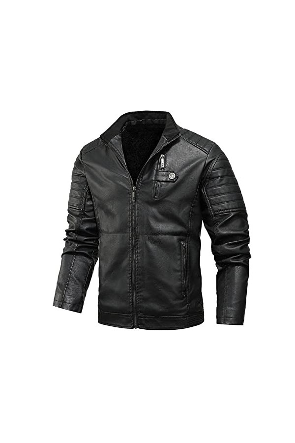 CUTeFiorino Veste de moto pour homme - Coupe ajustée - En cuir synthétique - Grande taille - Veste bomber - Veste militaire -