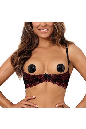 Axami V-10011 - Soutien-Gorge Ouvert Rouge et Noir
