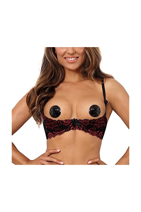 Axami V-10011 - Soutien-Gorge Ouvert Rouge et Noir