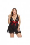 Fashion Sexy Femmes Lace Sexy Plus Size Lingerie Sleepwear 1XL-5XL Dress Grande Taille Femme Robe, Noir , XL