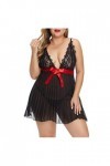 Fashion Sexy Femmes Lace Sexy Plus Size Lingerie Sleepwear 1XL-5XL Dress Grande Taille Femme Robe, Noir , XL