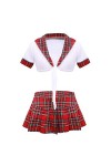 UDRJU Lingerie Sexy pour Le Sexe Femmes Cosplay Costumes Uniforme Scolaire Vilain Sexy Vêtements Jupe À Carreaux Tenues-Navy_