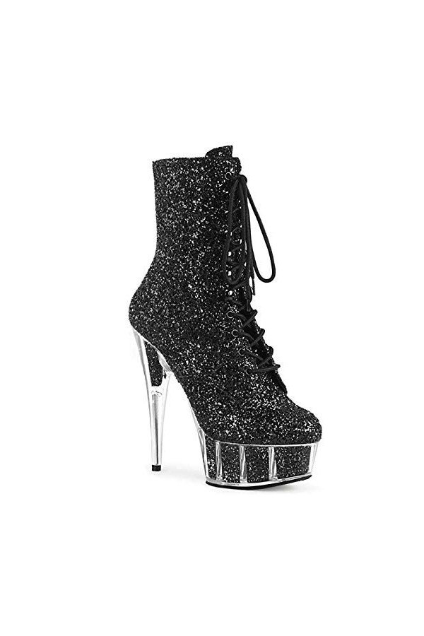 HOMDREAM Talon Aiguille Talons Hauts 15CM Talons Hauts Bottes en Cuir Courtes Pole Dance Stagiaire Chaussures De Danse,Silver