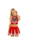KHDFYER Dessous Sexy Femme Femmes Charmante Pom-Pom Girl Uniforme Cosplay Fantaisie Clubwear Costumes Pentagramme Mini Jupe P