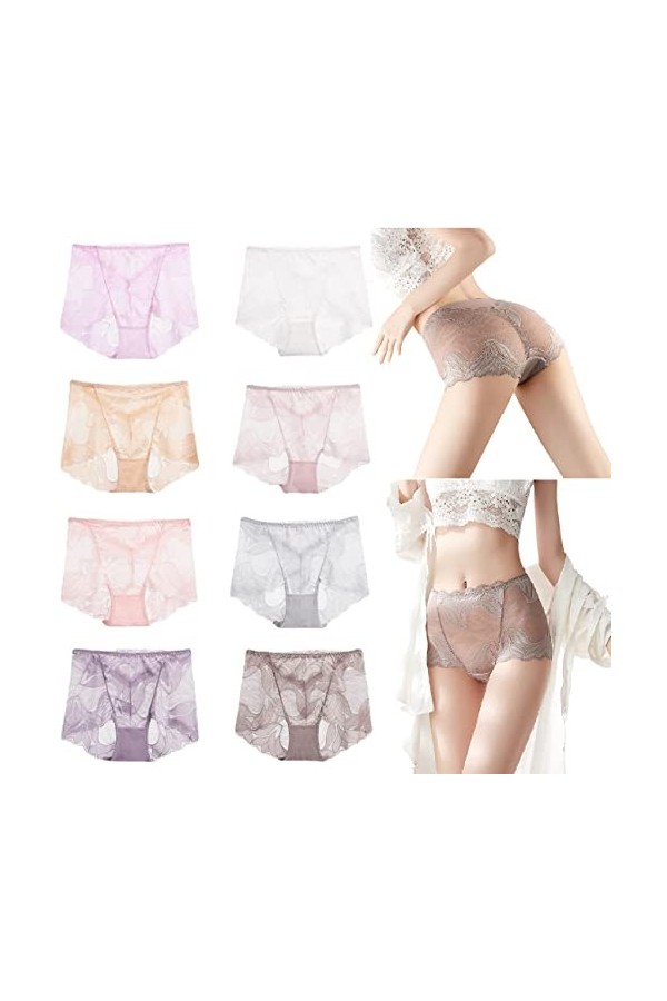 Jeputane 8Pcs Ladies Silk Lace Handmade Underwear - Ladies Silk Lace Handmade Panties, Ladies Lace Handmade Underwear B,M 
