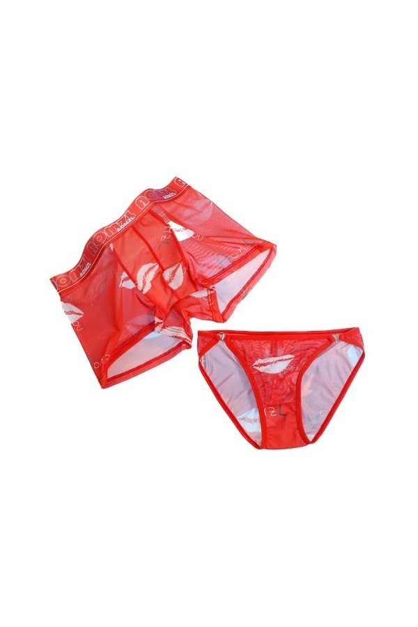 Sous-vêtements en soie glacée Charmant Couples Culotte en maille Respirant Femmes Caleçons Boxers Taille moyenne Homme QL17 