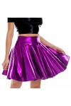 DCIUSTFHE Femmes Sexy Estampage Cuir Verni Plissé Ourlet Jupe en Cuir Boîte De Nuit Bar DS Scène Costumes,Rouge,S