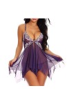 MERNEL Vêtements sexuels Vêtements de Nuit Sexy Femme Robe de Nuit en V Profond Femmes Chemise de Nuit Dentelle Nuisette Ling