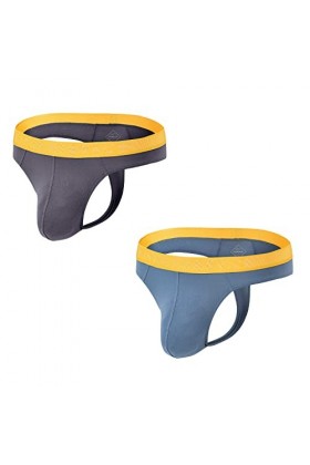 BIATWOWR String pour homme avec grande poche bombée, taille élastique, taille basse et look sexy, sans étiquette, respirant e