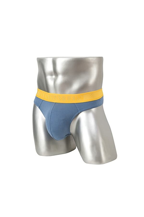 BIATWOWR String pour homme avec grande poche bombée, taille élastique, taille basse et look sexy, sans étiquette, respirant e