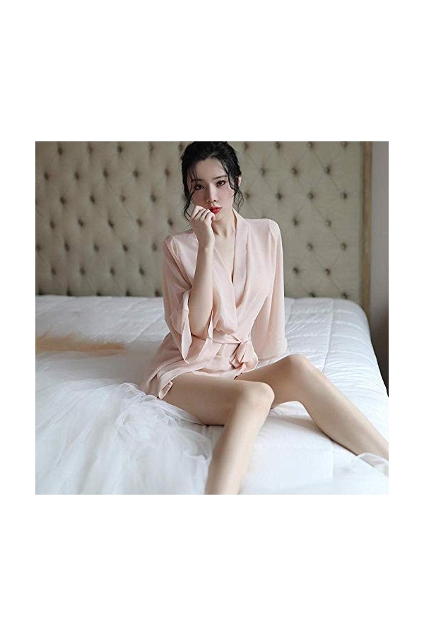 Générique Vêtements pour Femmes Lingerie Sexy Pyjama Chemise de Nuit Ensemble Chemise de Nuit Transparente en Mousseline de S