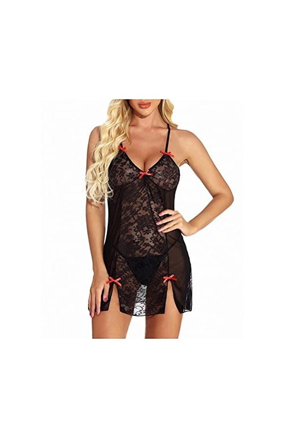 WDZOWU sous-vêtements pour Femmes Robe de Nuit sans Manches à col en V-Purple_3XL