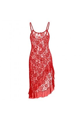 WDZOWU Ensemble de vêtements de Nuit en Lingerie Sexy en Dentelle-Red_6XL