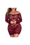 KSDFIUHAG Erotique Seduction Robe De Nuit Lingerie Sexy Femmes À Manches Longues en Dentelle Transparente Chemise De Nuit sou
