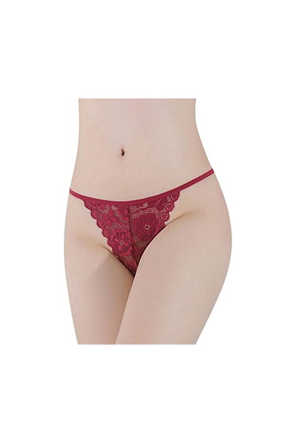 Viunychn Culotte en dentelle respirante pour femme - Sous-vêtements sexy - Sous-vêtements sexy - Stretch doux - Rouge, bleu, 