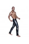 XLBHSH Hommes Sexy Noir Cuir Verni Fichier Ouvert des Pantalons Boîte De Nuit Bar DS Pantalon en Cuir Costume De Scène,Noir,X