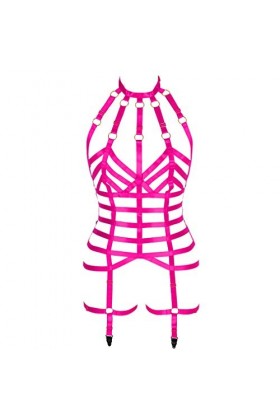 Harnais complet pour femme - Porte-jarretelles - Lingerie - Soutien-gorge - Halloween - Grande taille - Punk - Festival rave 