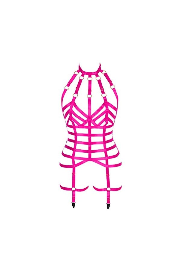 Harnais complet pour femme - Porte-jarretelles - Lingerie - Soutien-gorge - Halloween - Grande taille - Punk - Festival rave 
