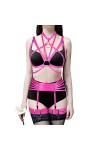 Harnais intégral pour femme Lingerie cage gothique punk porte-jarretelles Festival rave Tissu extensible Sangle de poitrine E