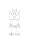 Harnais intégral pour femme Lingerie cage gothique punk porte-jarretelles Festival rave Tissu extensible Sangle de poitrine E