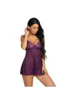 adqw Couple De Lingerie Femmes Lingerie Sexy Dentelle Patchwork Sexy Vêtements Babydoll Érotique Floral V - Cou Nuisette Chem