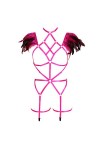 Ensemble de lingerie pour femme avec harnais en forme de cage et porte-jarretelles en tissu extensible pour festival, rave ph