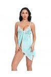 Rtyoo Lingerie Et Vêtements Sexy Chemises De Nuit Femme Pyjama De Costume Sexy pour Femme en Jersey avec Bretelles Maille@Ver