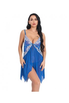 Rtyoo Nuisettes Et Deshabillés Déguisements Adultes Pyjama De Costume Sexy pour Femme en Jersey avec Bretelles en Maille@M_Bl