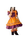Costume de soubrette dHalloween, robe de soubrette à volants, nœud papillon avec tablier, anneau de jambe pour filles taill
