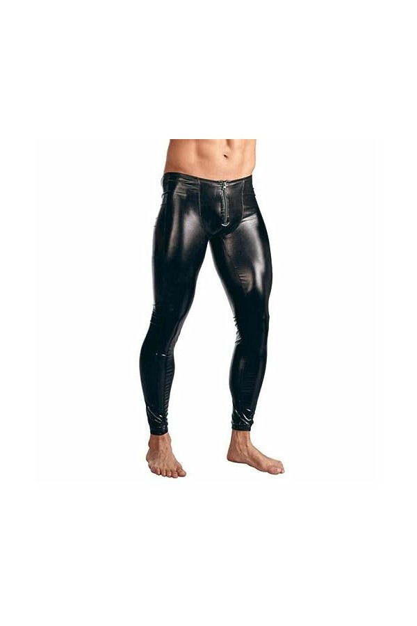 PIYAX Pantalon de Tentation érotique pour Hommes, Sexy, Poche Convexe en U, Pantalon Ouvert à Fermeture éclair, Leggings serr